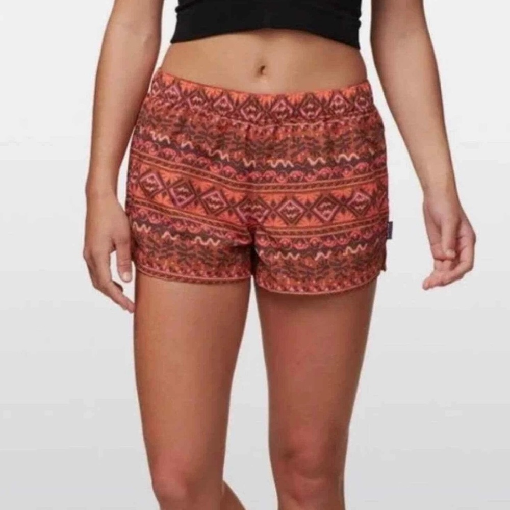 Patagonia Baggies Shorts Southwestern Navajo Aztec Pattern Size XL Brown 11637